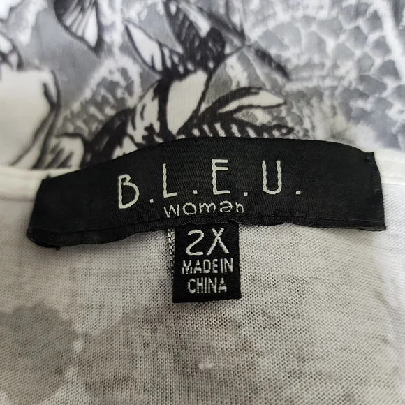 B.L.E.U. size 2X Mesh Embroidered Boho Floral Grunge Fairy Made in USA Black - Picture 12 of 13